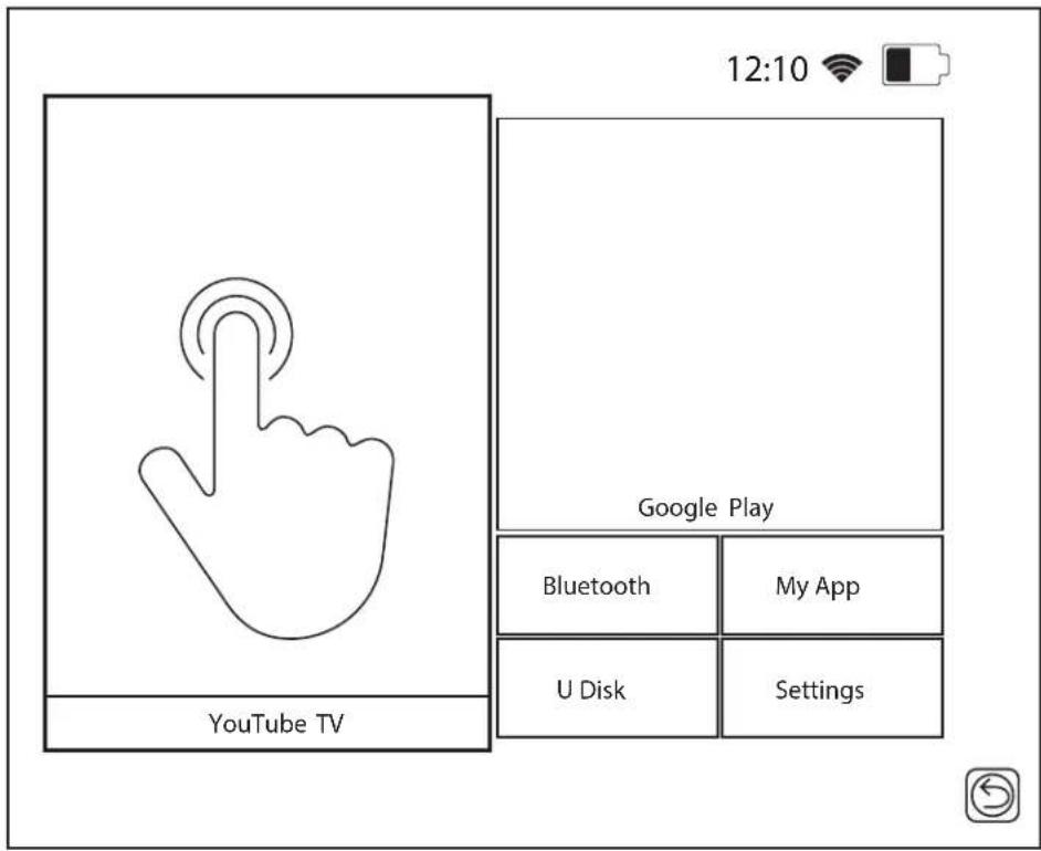12:10 Google Play Bluetooth My App U Disk Settings YouTube TV