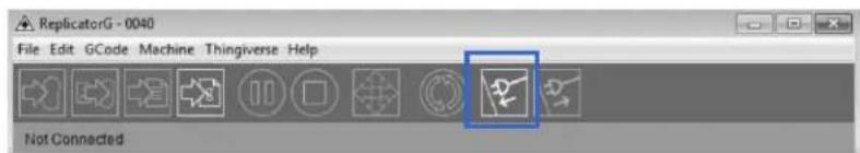 ReplicatorG - 0040 File Edit GCode Machine Thingiverse Help Not Connected