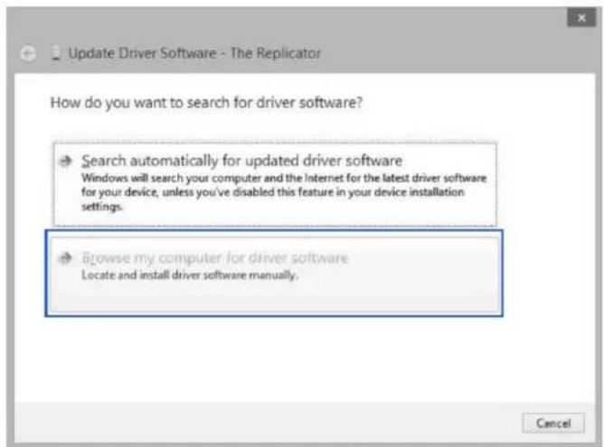 Update Driver Software - The Replicator How do you want to search for driver software? → Search automatically for updated driver software Windows will search your computer and the Internet for the latest driver software for your device, unless you've disabled this feature in your device installation settings. → Browse my computer for driver software Locate and install driver software manually. Cancel