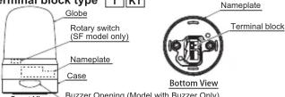 PATLITE SL15-M2KTN-Y - Front view Terminal bl - 1