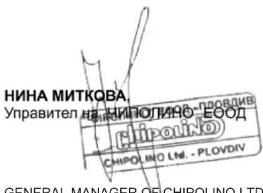 НИНА МИТКОВА. Управител на НИПОЛИНО БООД CHIPOLINO CHIPOLINO LNd. - PLOVDIV GENERAL MANAGER OF CHIPOLINO LTD