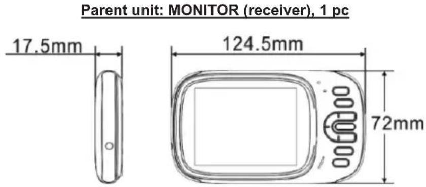 Parent unit: MONITOR (receiver), 1 pc 17.5mm 124.5mm 72mm