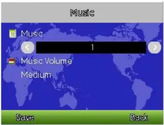 Music Music 1 Music Volume Medium Save Back