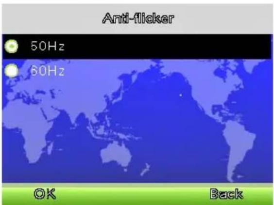Anti-flicker 50Hz 60Hz OK Back