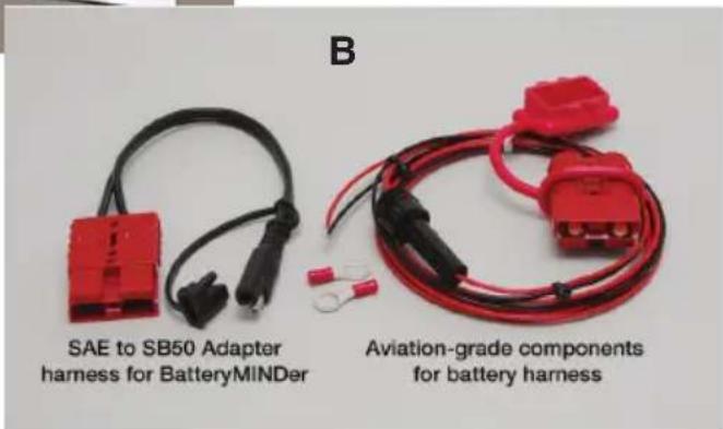 SAE to SB50 Adapter harness for BatteryMINDer Aviation-grade components for battery harness