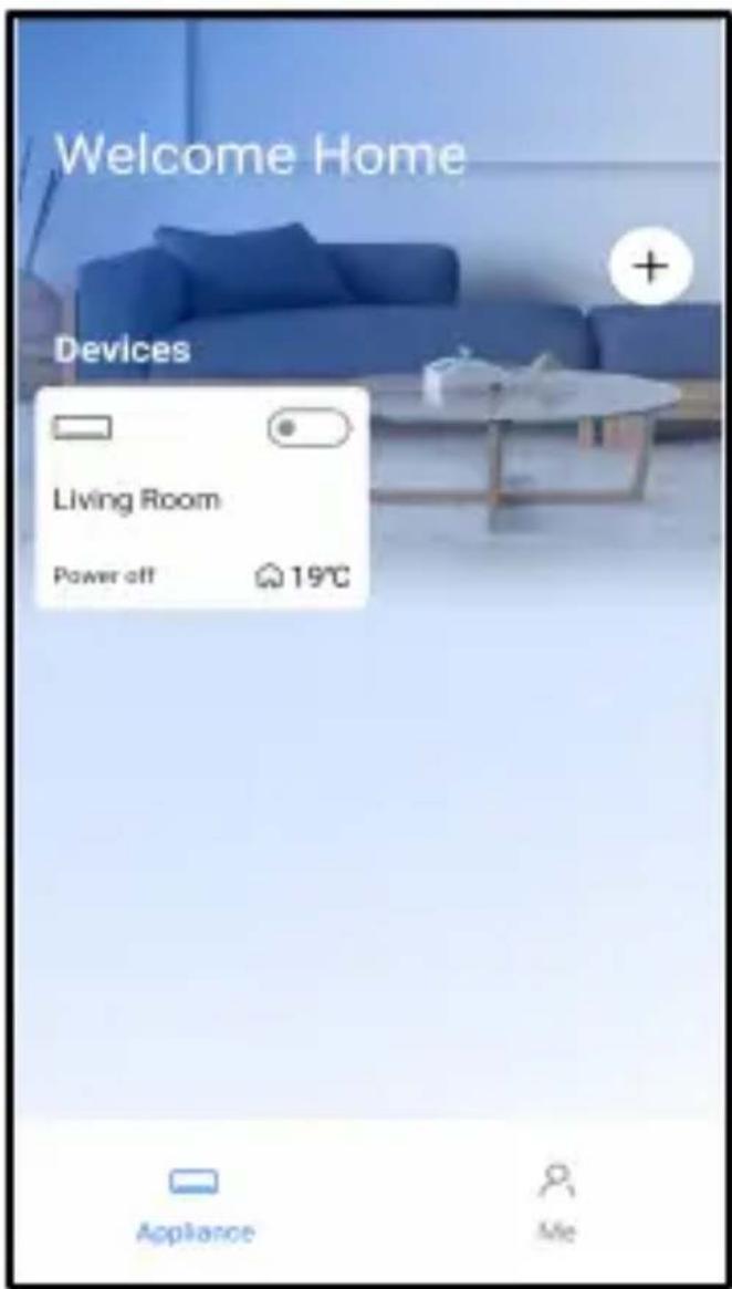 Welcome Home Devices Living Room Power off 19°C Appliance Me
