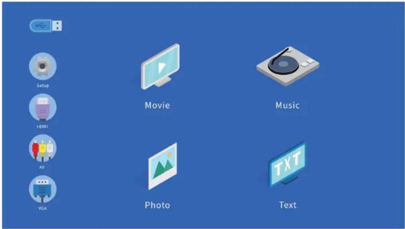 Setup HDMI AV VGA Movie Music Photo Text