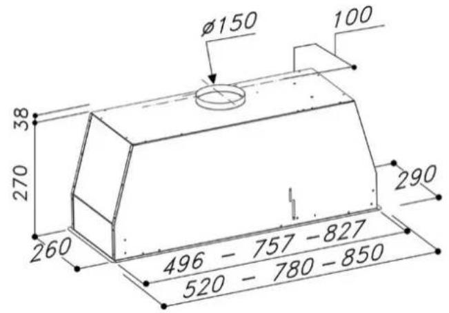 Ø150 100 38 270 260 290 496 - 757 -827 520 - 780 -850