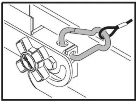 Technical line drawing of a mechanical lifting or mounting mechanism (no text or symbols)