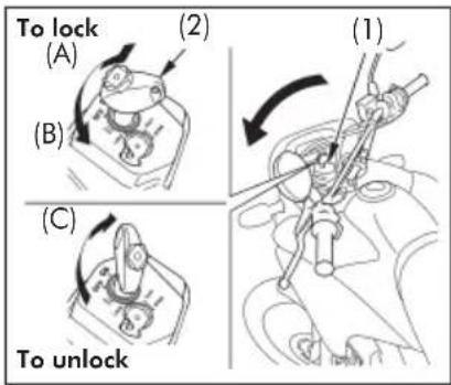 To lock (A) (B) (C) To unlock (1) (2)