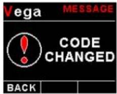 Vega MESSAGE CODE CHANGED BACK