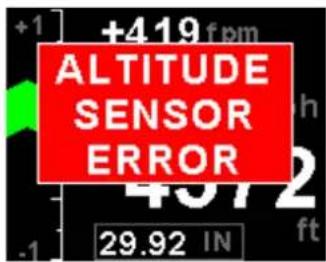 ALTITUDE SENSOR ERROR +1 419 fpm h 4372 ft -1 29.92 IN