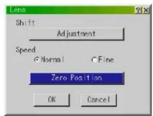 Lena Shift Adjustment Speed G Normal C Fine Zero Position OK Cancel