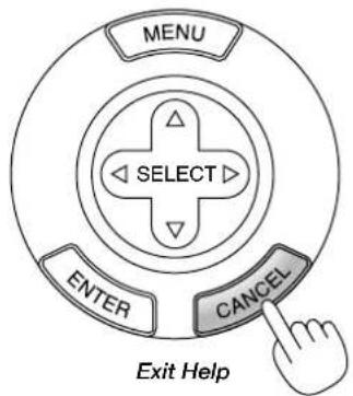 MENU SELECT ENTER CANCEL Exit Help