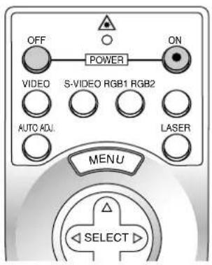 OFF POWER ON VIDEO S-VIDEO RGB1 RGB2 AUTO ADJ. LASER MENU SELECT