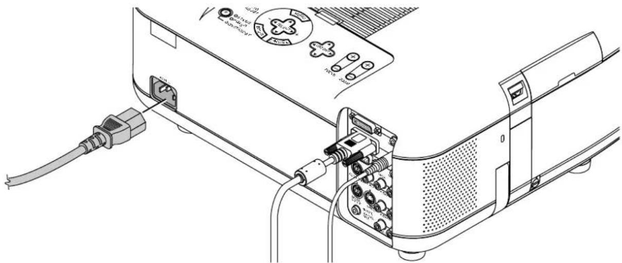 NEC GT950 - Connect the supplied power cable to the projector. - 1