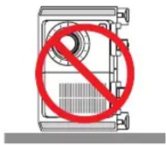 Safety warning symbol with crossed-out red circle and prohibition sign over a safe