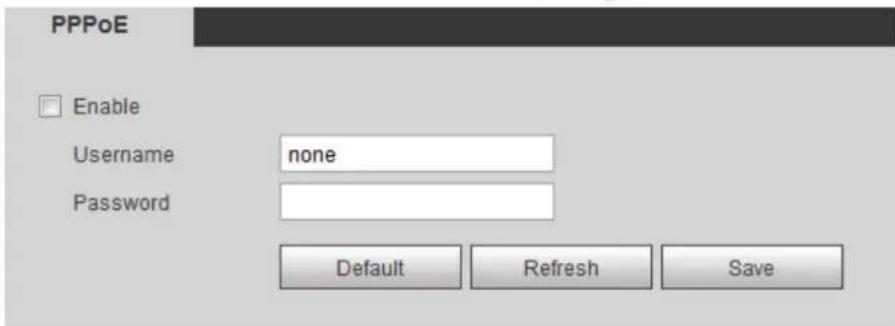 PPPoE Enable Username none Password Default Refresh Save