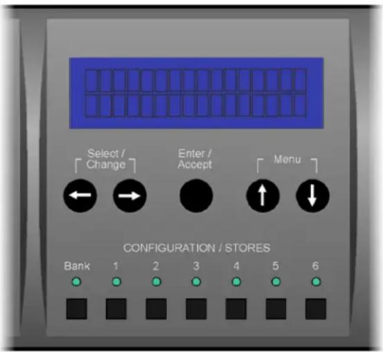 Select / Change Enter / Accept Menu CONFIGURATION / STORES Bank 1 2 3 4 5 6