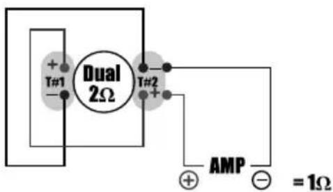 + T#1 - Dual 2Ω - T#2 + AMP =1Ω