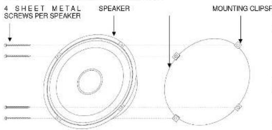 4 SHEET METAL SCREWS PER SPEAKER SPEAKER MOUNTING CLIPSE