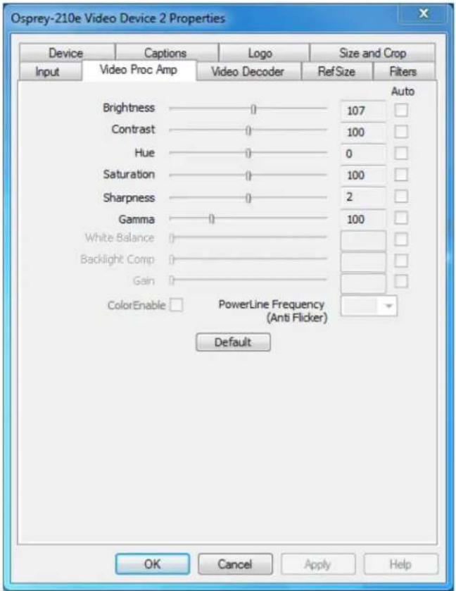 Osprey 210e - Video Proc Amp tab - 1