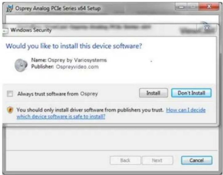Osprey 210e - To install the driver: - 7