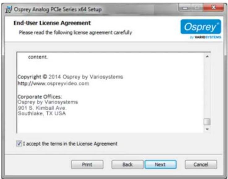 Osprey 210e - To install the driver: - 3