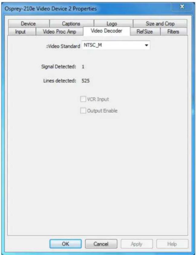 Osprey 210e - Video Decoder tab - 1