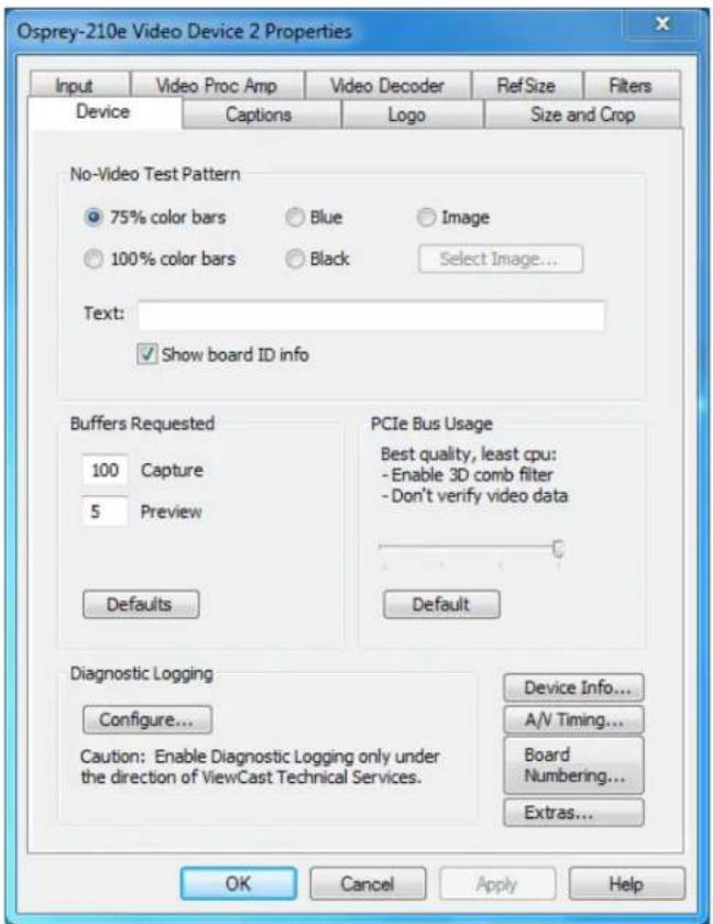 Osprey 210e - Device tab - 1
