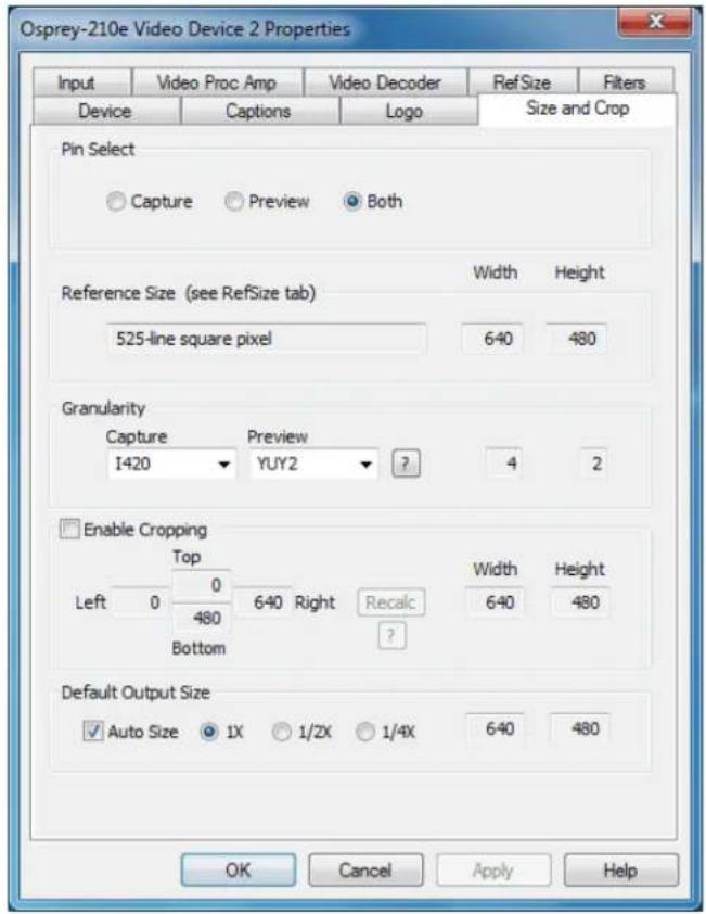 Osprey 210e - Size and Crop tab - 1