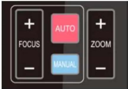 + FOCUS - AUTO MANUAL + ZOOM -