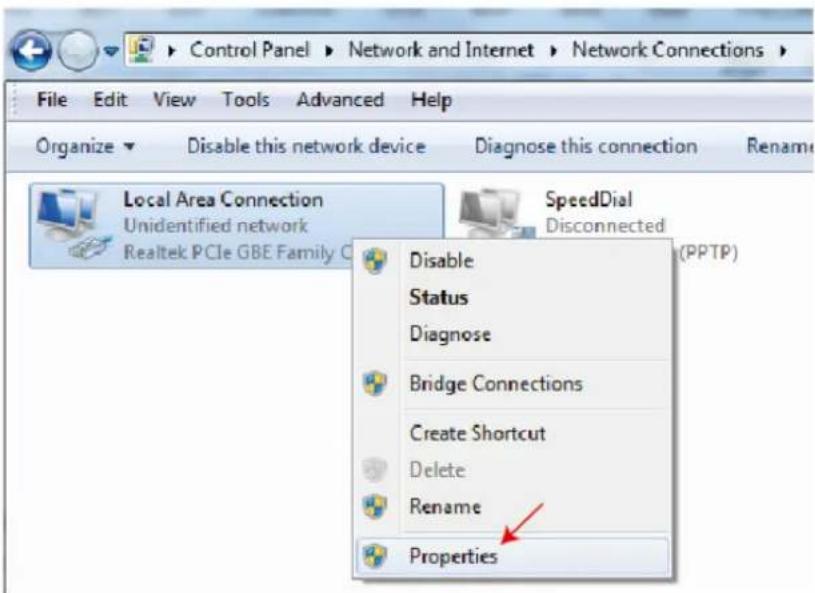 Control Panel > Network and Internet > Network Connections File Edit View Tools Advanced Help Organize Disable this network device Diagnose this connection Rename Local Area Connection SpeedDial Unidentified network Status Realtek PCIe GBE Family C Disconnected (PPTP) Disable Status Diagnose Bridge…