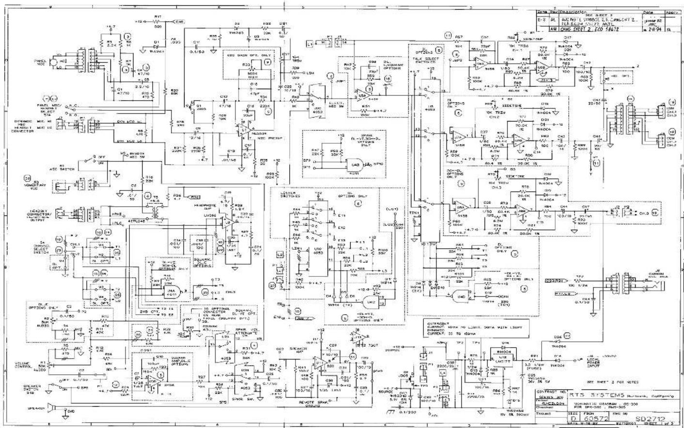 Electrical schematic diagram with component labels, ratings, and circuit traces for a power supply or control system.