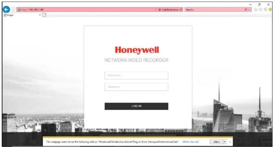 Honeywell NETWORK VIDEO RECORDER Username Password LOG IN This webpage wants to run the following add-on 'Windowed/Windowless Activek Plug-in' from 'Honeywell International Sar'. What's the risk? Allow
