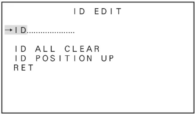 ID EDIT →ID.......... ID ALL CLEAR ID POSITION UP RET