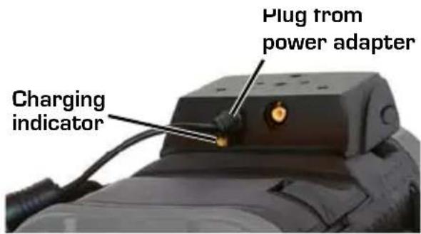 Plug from power adapter Charging indicator