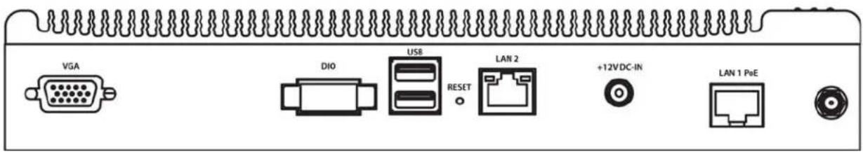 VGA DIO USB RESET LAN 2 +12VDC-IN LAN 1 PoE