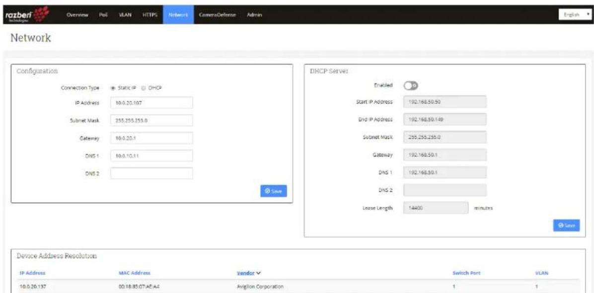 Razberi ServerSwitchIQ SSIQ24P2U-2-XE - Network Page - 1