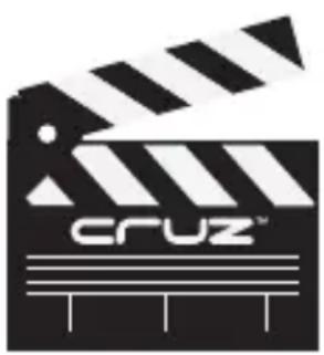 Black and white film clapperboard logo with 'CRUZ' text (no additional symbols or text)