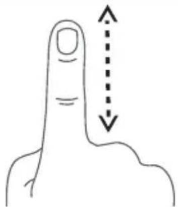 Simple line drawing of a finger pointing upward and downward (no text or symbols)