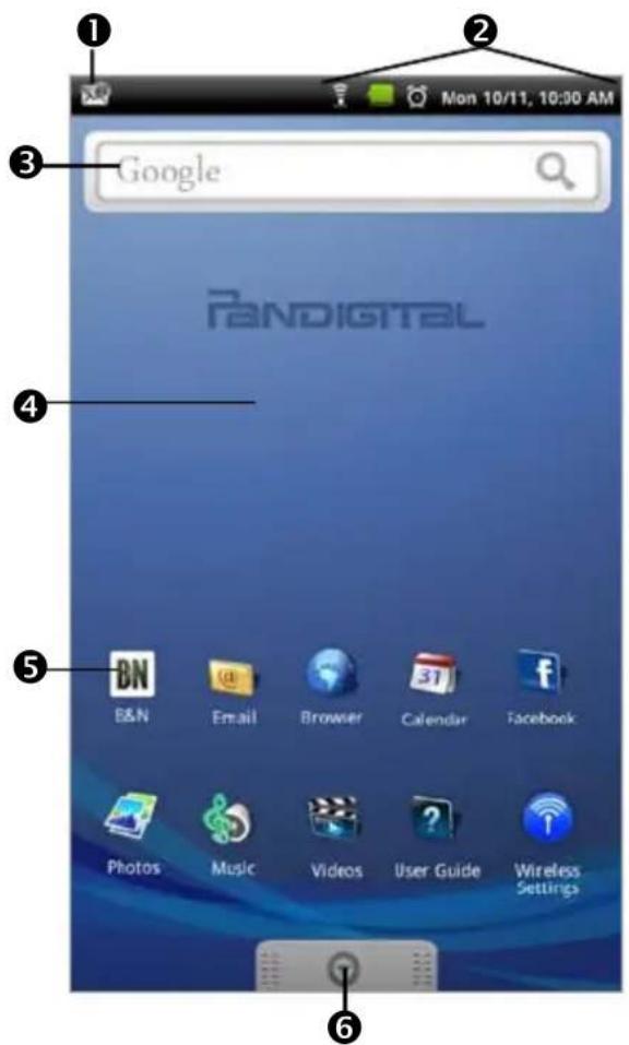 Mon 10/11, 10:30 AM Google E&N Email Browser Calendar Facebook Photos Music Videos User Guide Wireless Settings