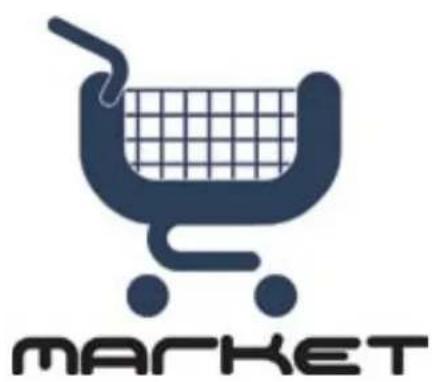 Shopping cart icon with grid pattern and 'MARKET' text below (no additional symbols or text)
