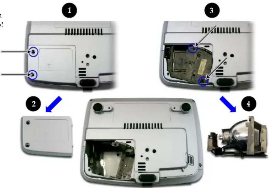 Diagram showing four steps of an electronic device's internal components, labeled 1 to 4 with blue arrows indicating changes.
