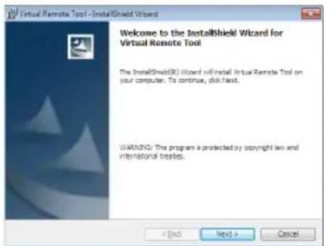 Virtual Remote Tool - InstallShield Wizard Welcome to the InstallShield Wizard for Virtual Remote Tool The InstallShield(R) Wizard will install Virtual Remote Tool on your computer. To continue, disk fast. WARNING: The program is protected by copyright law and international treaties.