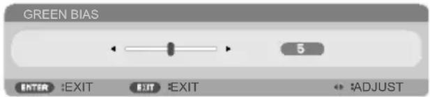 GREEN BIAS 5 ENTER :EXIT EXIT :EXIT :ADJUST