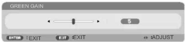 GREEN GAIN 5 ENTER : EXIT EXIT EXIT ADJUST