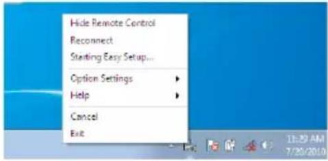 Hide Remote Control Reconnect Starting Easy Setup... Option Settings Help Cancel Exit