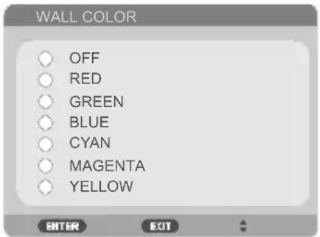 WALL COLOR OFF RED GREEN BLUE CYAN MAGENTA YELLOW