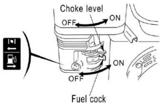 Choke level OFF ON ON OFF Fuel cock